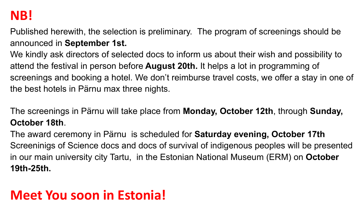 Docs Selected for XXXX Pärnu Film Festival – Page 2