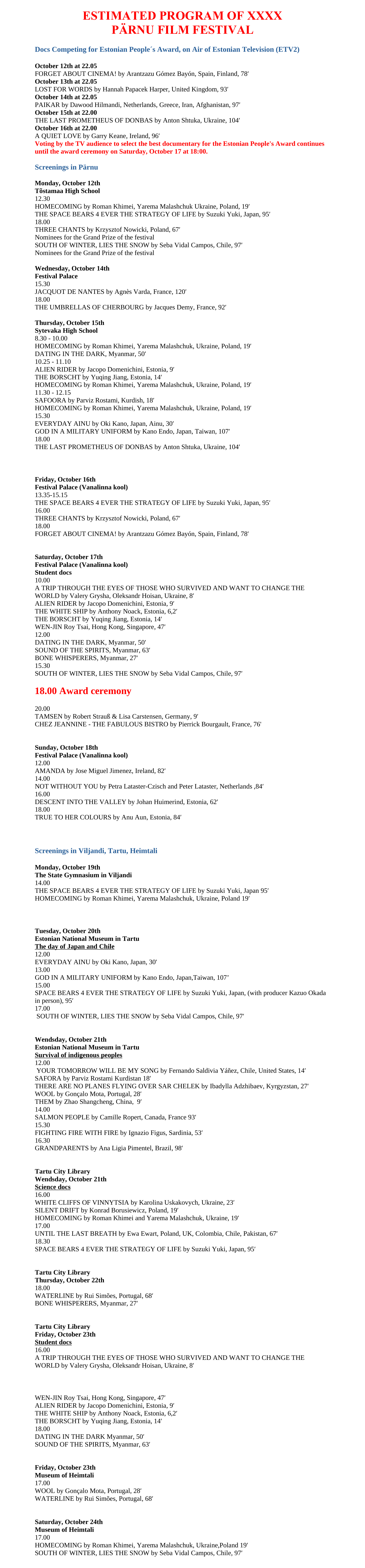 Pärnu Film Festival Program – Page 1